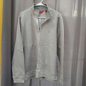 Men's large light gray Izod pullover quarter zip sweater